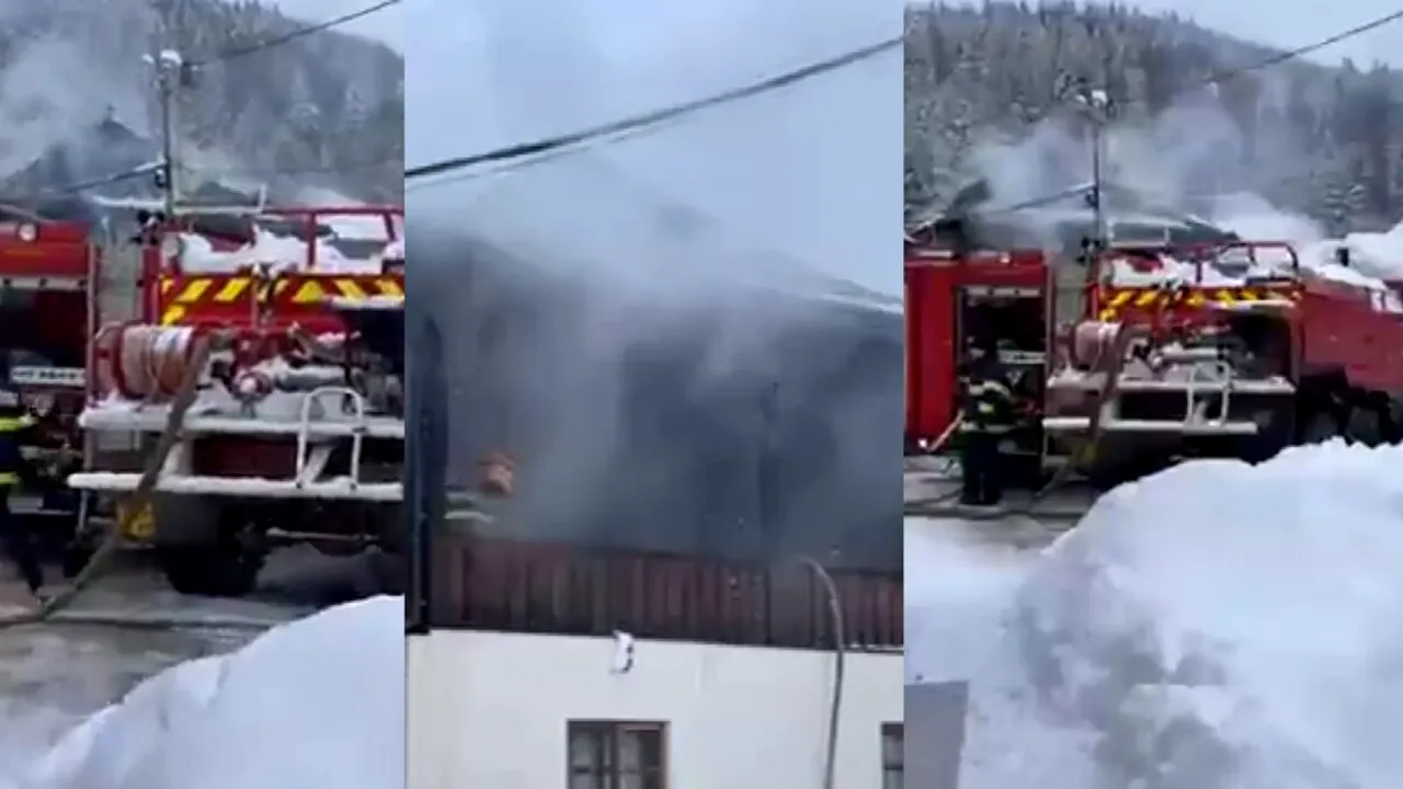 VIDEO | Incendiu la Mănăstirea Sihăstria Putnei. Pompierii intervin în forță