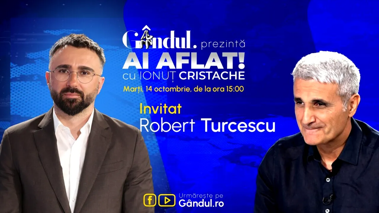 „Ai Aflat! cu Ionuț Cristache” începe marți, 14 octombrie, de la ora 15.00, live pe Gândul. Invitat: Robert Turcescu
