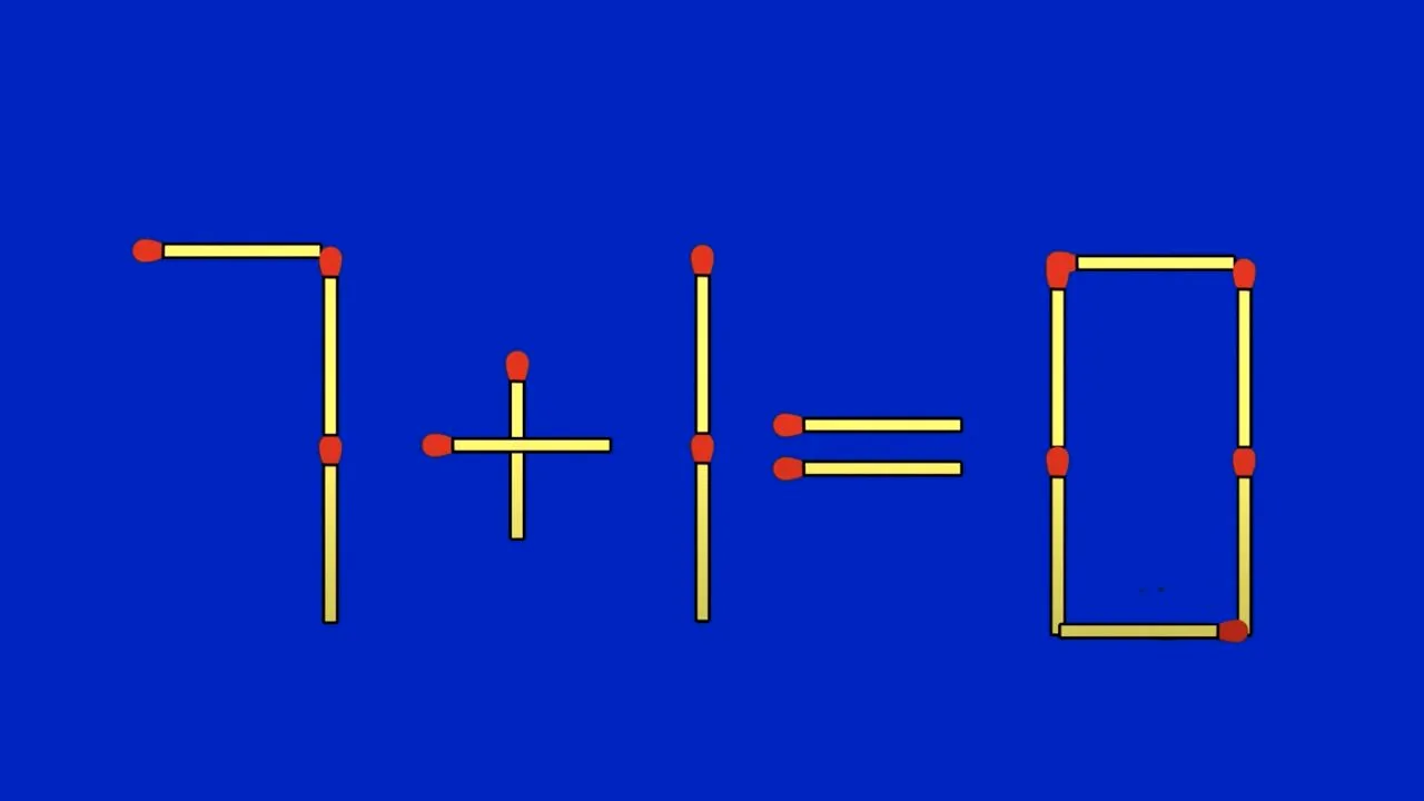 TEST IQ cu chibrituri | Mutați un singur băț pentru a corecta 7+1=0
