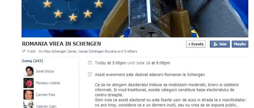 Protest organizat pe Facebook în fața Ministerului de Justiție pentru aderarea României la Schengen
