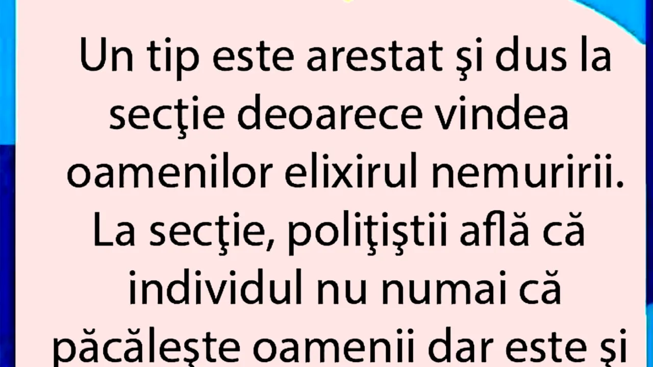 Bancul de duminică | Elixirul nemuririi
