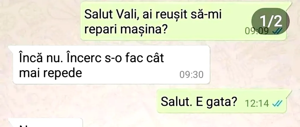 BANCUL de marți | Salut, Vali! Ai reușit să-mi repari mașina?