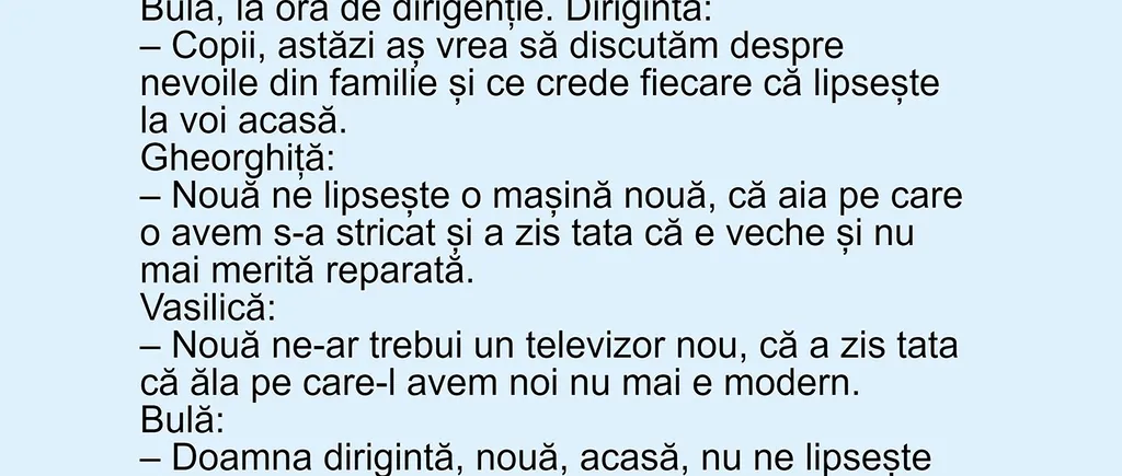 BANC | Bulă, la ora de dirigenție