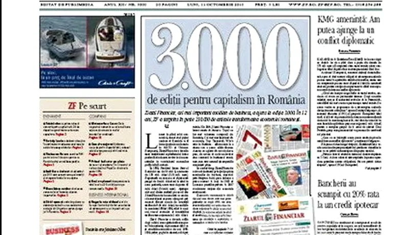Ziarul Financiar, tiraj record de 150.000 de exemplare
