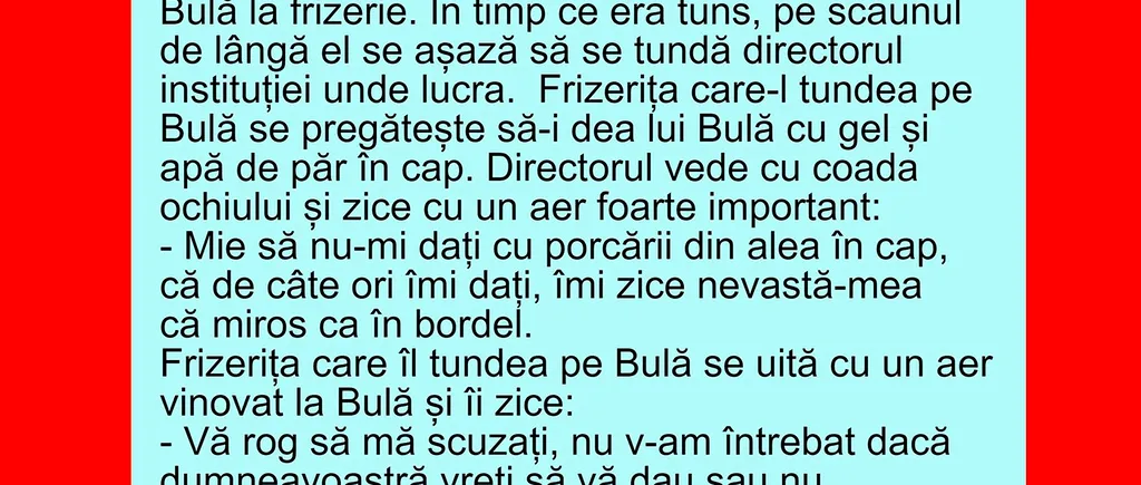 BANCUL ZILEI | Bulă, la frizerie