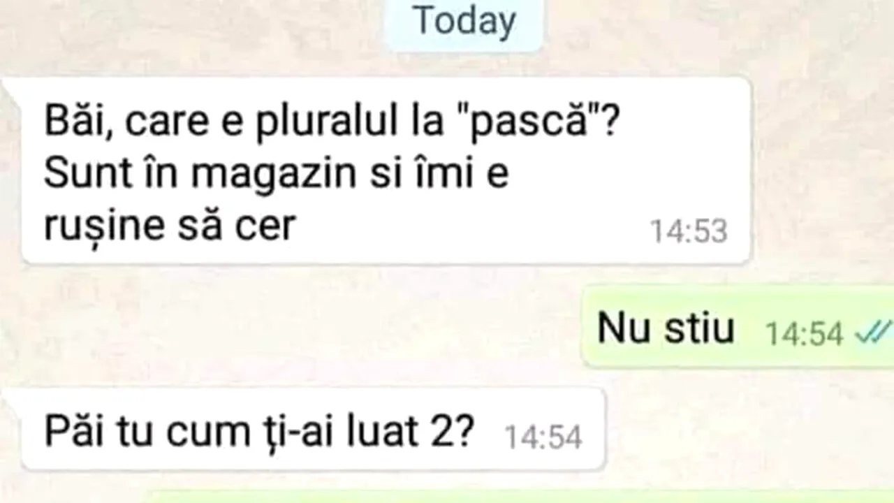 BANCUL de azi | „Care e pluralul la «pască»?”