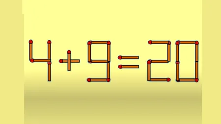 TEST IQ | 4 + 9 = 20 este greșit. Corectați egalitatea, mutând un singur chibrit