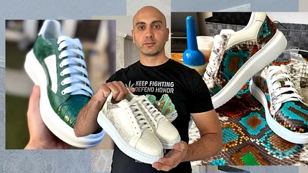 Povestea creatorului de PANTOFI unicat din piei exotice. Cât costă să porți încălțăminte din piele de pisică de mare, crocodil, șarpe sau struț