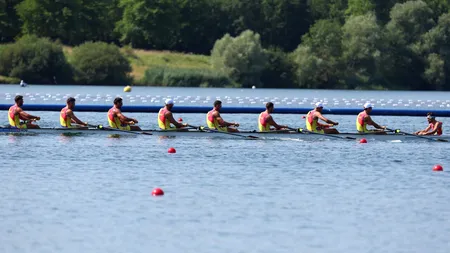 Echipajul masculin al României de opt rame cu cârmaci ocupă LOCUL 4 în seria 1 și va evolua în recalificări