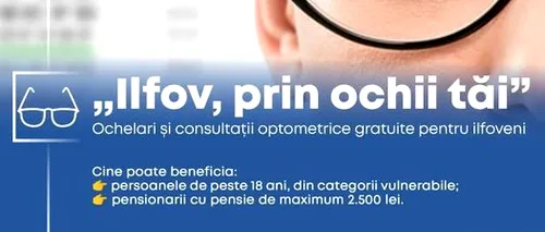 Hubert Thuma lansează proiectul ”Ilfov, prin ochii tăi”, campanie de consultații optometrice gratuite (P)