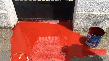 Incident la sediul Secției de anchetă a magistraților: Mai mulți protestatari au aruncat cu vopsea în clădire - VIDEO