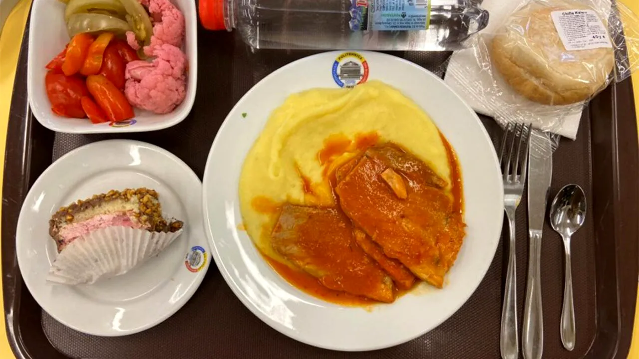 Câți lei a dat o studentă pe o porție de mușchi de porc cu piure, în CANTINA din complexul Leu din București