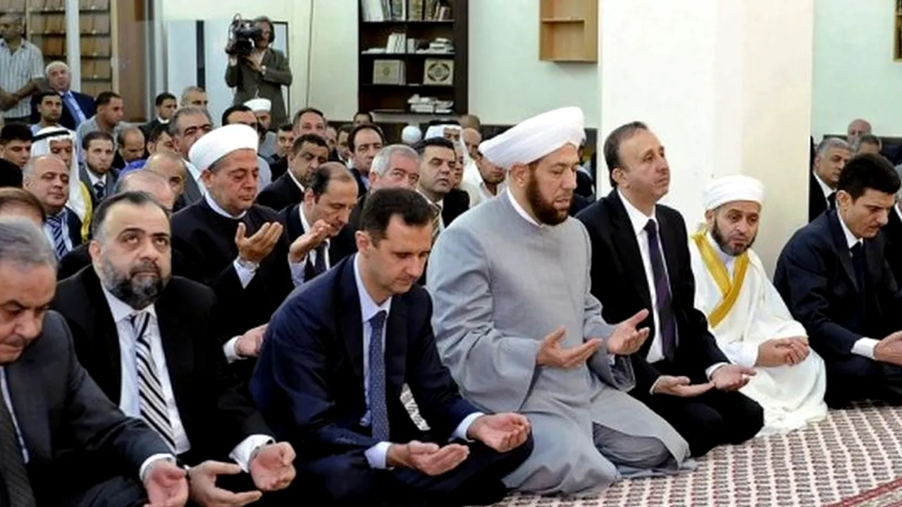 Televiziunea siriană prezintă imagini cu Assad în timp ce se roagă într-o moschee din Damasc
