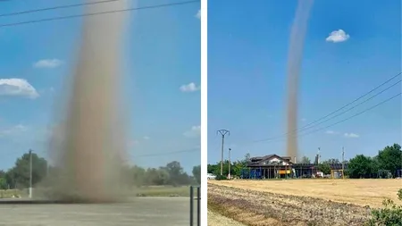 Vârtej uriaș de praf „Dust Devil”, surprins lângă Salonta
