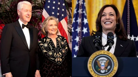 Bill Clinton şi Hillary Clinton își exprimă susținerea pentru Kamala Harris: 