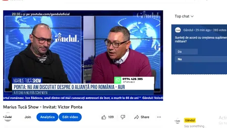 Poll Marius Tucă Show: „Sunteți de acord cu creșterea suplimentară a pensiilor militare?”