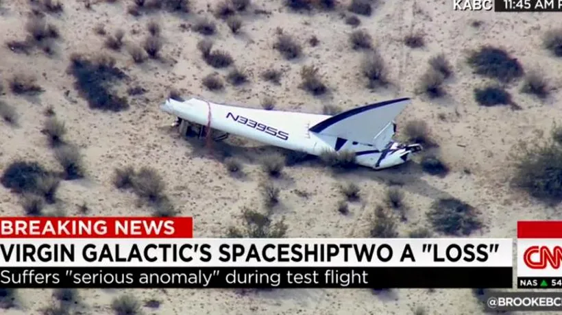 Nava SpaceShipTwo a Virgin Galactic, care ar trebui să ducă turiști în spațiu, s-a PRĂBUȘIT cu doi oameni la bord