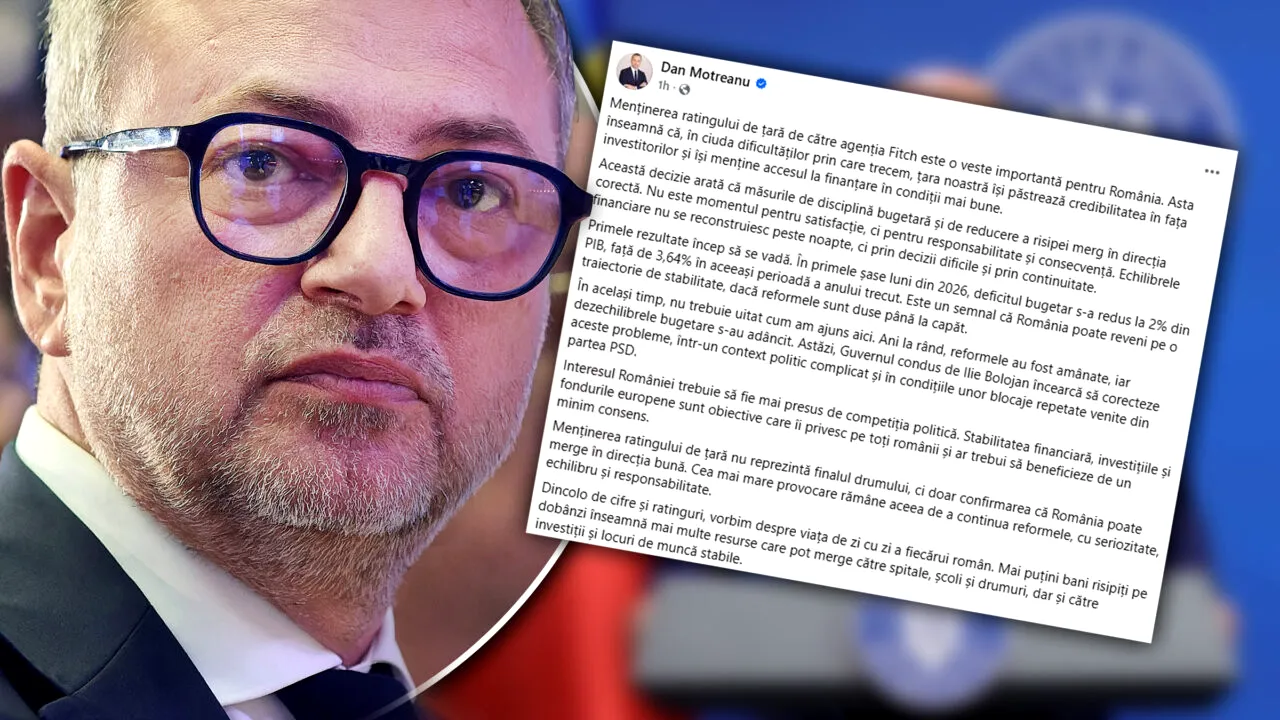Europarlamentarul Dan Motreanu spune că decizia Fitch confirmă încrederea investitorilor în România. „Nu trebuie să uităm cum am ajuns aici”