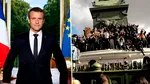 Protestele din Franța continuă. Polițiști răniți de focuri de mortier, incendii și blocaje în mai multe orașe. Mesajul lui Emmanuel Macron