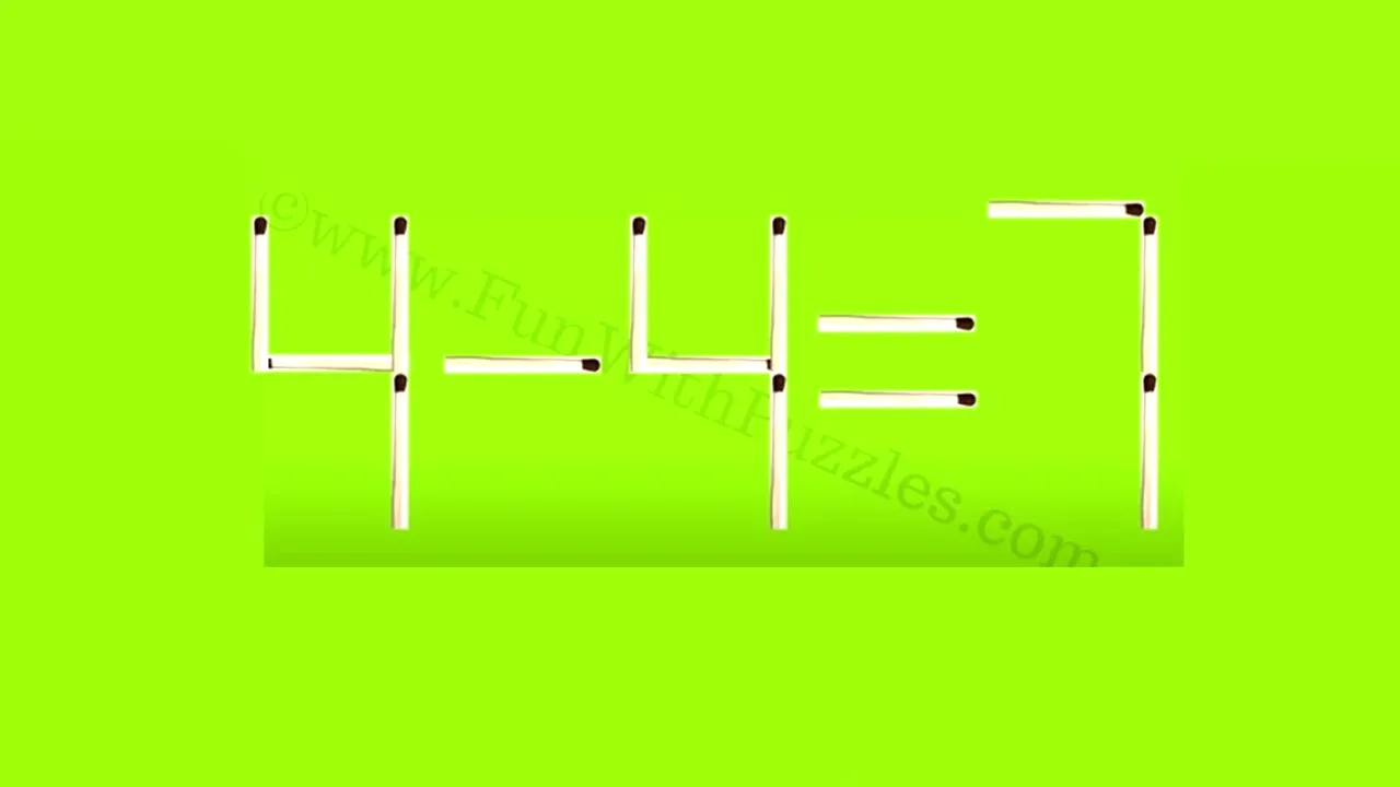 Test de inteligență cu chibrituri | Mutați un singur băț pentru a transforma 4-4=7 într-o egalitate adevărată