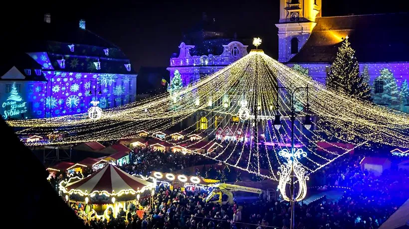 S-a deschis cel mai frumos Târg de Crăciun din România. Galerie FOTO cu Piața Mare din Sibiu