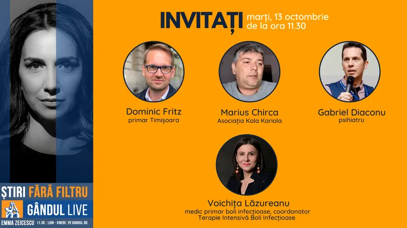 Dominic Fritz, primarul ales al Timișoarei, se află printre invitații Emmei Zeicescu la ediția Gândul LIVE de marți, 13 octombrie, de la ora 11.30