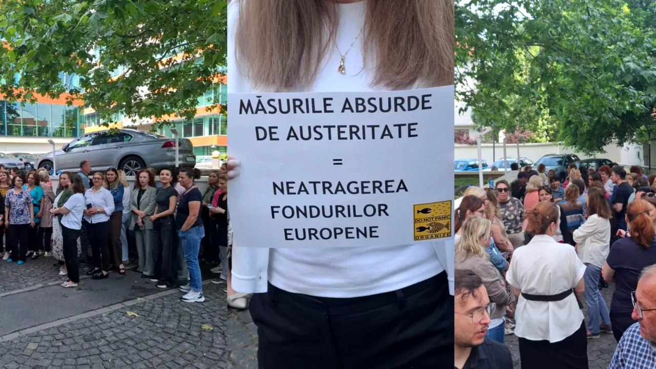 Angajații Fondurilor Europene protestează în fața Ministerului. Ce revendicări au