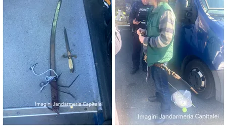 Explicație HALUCINANTĂ a unui bărbat care se plimba cu o sabie și un cuțit prin Piața Victoriei. Ce le-a spus polițiștilor