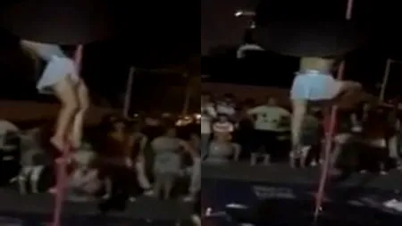 INCREDIBIL. Scene șocante lângă o școală: O dansatoare la bară se mișcă lasciv în timp ce doi copii aplaudă - VIDEO
