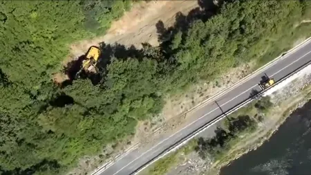 Imagini din DRONĂ de pe Valea Oltului, la patru zile de la începerea lucrărilor de defrișare