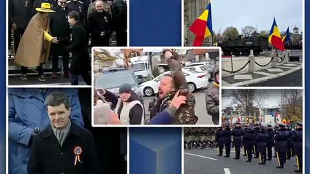 Momentele colorate ale Zilei Naționale: Îmbrânceli cu jandarmii la Alba Iulia / Suveraniștii, dezbinați: „Marș la ruși!”/ Pălăria galbenă-lămâie care a distras atenția de la paradă / Nicușor Dan, din nou, încurcat de protocol