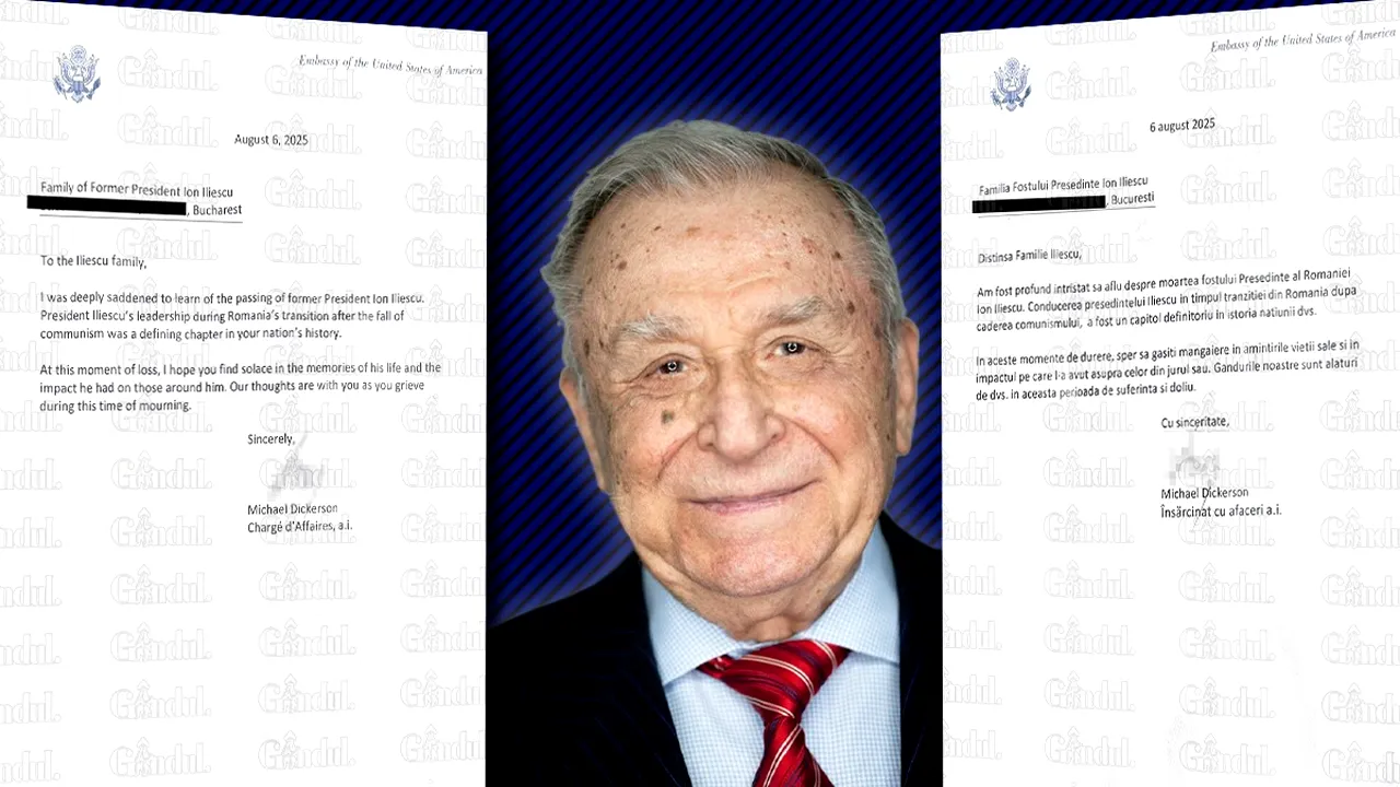 Gândul publică în exclusivitate scrisoarea emoționantă a ambasadei SUA la București către familia fostului președinte Ion Iliescu: „Un capitol definitoriu în istoria națiunii române. Sper să găsiți mângâiere în amintirea vieții sale”