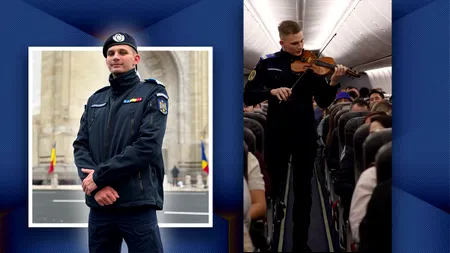 Cine este jandarmul care a cucerit inimile românilor cu vioara lui, în timpul unui zbor al TAROM. Este argeşean şi studiază vioara de la 13 ani. Declarații în exclusivitate pentru Gândul: „Am fost și eu foarte emoționat când am văzut reacțiile oamenilor”