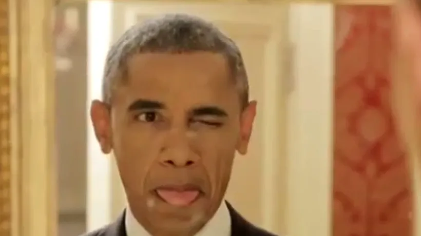 Nu e parodie: Obama scoate limba, își face selfieuri și o caricaturizează pe Michelle, într-un spot TV