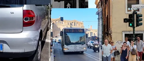 EXCLUSIV VIDEO | Cum se circulă la Roma. Majoritatea autoturismelor sunt lovite, iar autobuzele depășesc de multe ori limita de viteză