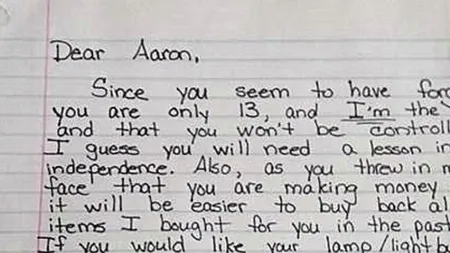 Lecția inedită dată de o mamă fiului ei care, la 13 ani, i-a spus că este independent