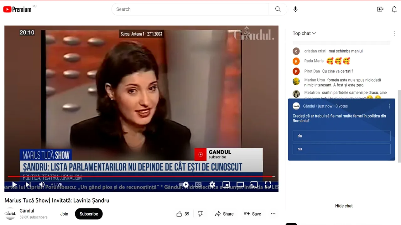 POLL Marius Tucă Show: Credeți că ar trebui să fie mai multe femei în politica din România?”