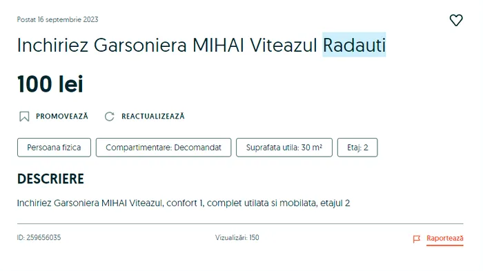Sursa foto: OLX - Captură foto