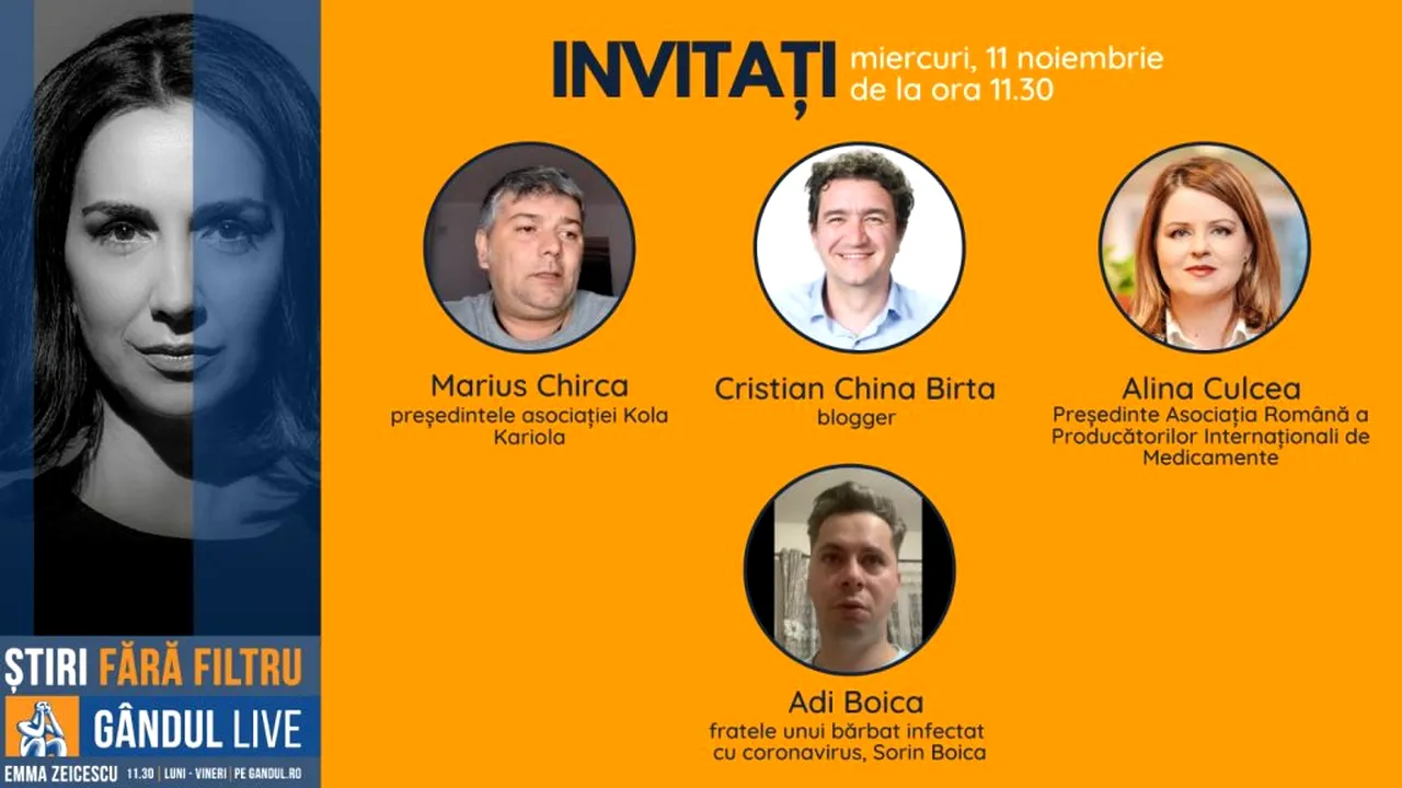 Marius Chirca, președintele Asociației Kola Kariola, se află printre invitații Emmei Zeicescu la ediția GÂNDUL LIVE de miercuri, 11 noiembrie 2020, de la ora 11.30
