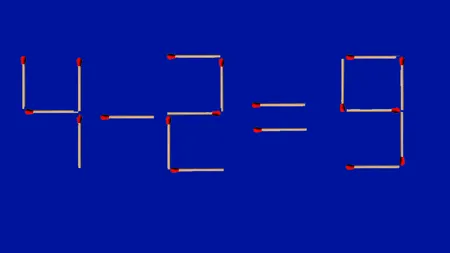 Test de inteligență cu chibrituri | Mutați un băț pentru a corecta 4 - 2 = 9