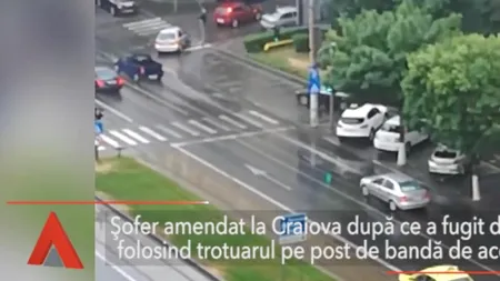 Scene de film la Craiova. Luat la rost de poliție, un șofer a transformat trotuarul în pistă de curse