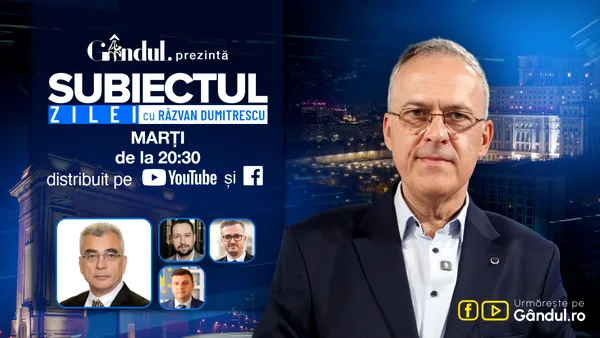 „Subiectul Zilei cu Răzvan Dumitrescu” începe marți, 01 septembrie, de la ora 20:30, live pe Gândul. În exclusivitate, Petrișor Peiu, dezvăluiri despre noul guvern