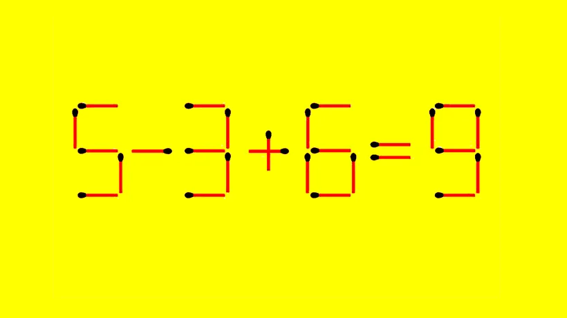 Test IQ cu chibrituri | Adăugați un singur băț pentru a corecta egalitatea 5-3+6=9