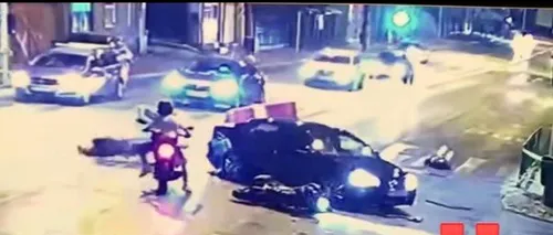 Doi motocicliști, RĂNIȚI de un șofer inconștient, lângă București. Bărbatul a ignorat complet regulile de circulație