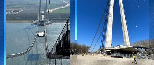 GALERIE FOTO | Cum arată acum cel mai mare pod din România, și al treilea din Europa. „Golden Gate” de Brăila are pilonii de 200 de metri înălțime