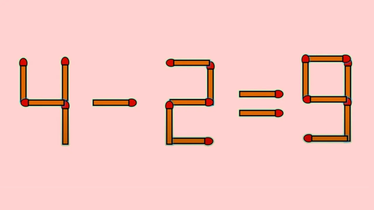 Test IQ exclusiv pentru genii | Mutați un singur chibrit și corectați 4-2=9
