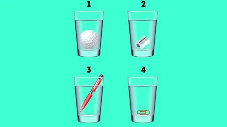 Test de inteligență | Care dintre cele 4 pahare conține mai MULTĂ apă?