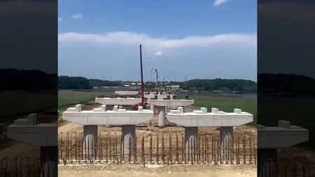 S-au montat primele grinzi pe cea mai complexă structură de pe A0 - podul peste lacul Cernica. Care este stadiul complet al lucrărilor