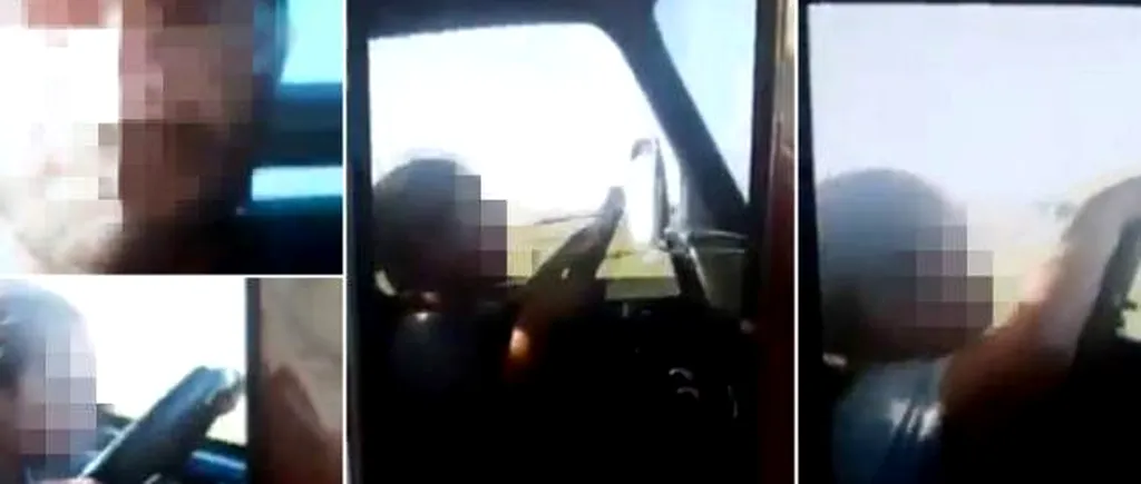 O fetiță de 6 ani din Șiria, Arad, filmată conducând o camionetă pe câmp. Tatăl, aflat în dreapta, transmitea LIVE pe Facebook