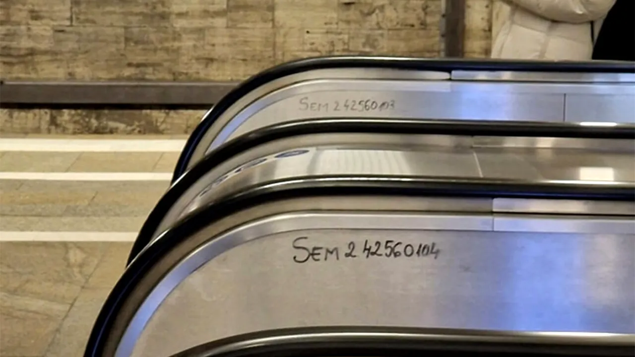 Ce semnifică, de fapt, cifrele inscripționate cu markerul, pe lateralul metalic al scărilor rulante din gurile de metrou din București